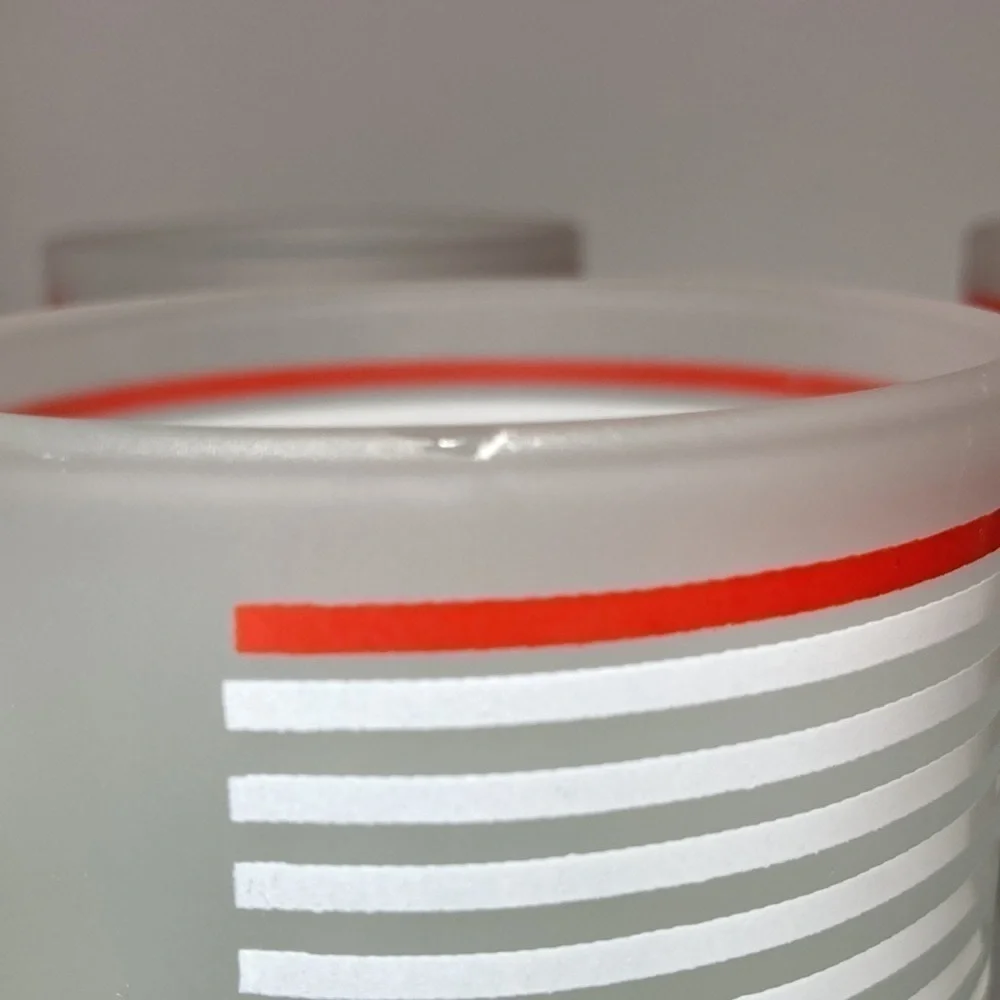 Christmas Tree Frosted Striped Mugs Luminarc Macy's Exclusive Set of 7 - Picture 5 of 5